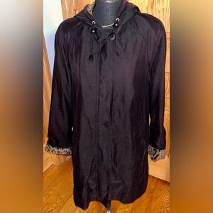 Vintage Halston Lifestyle Leopard Trim Trench Coat Heritage Style Rain Jacket 12